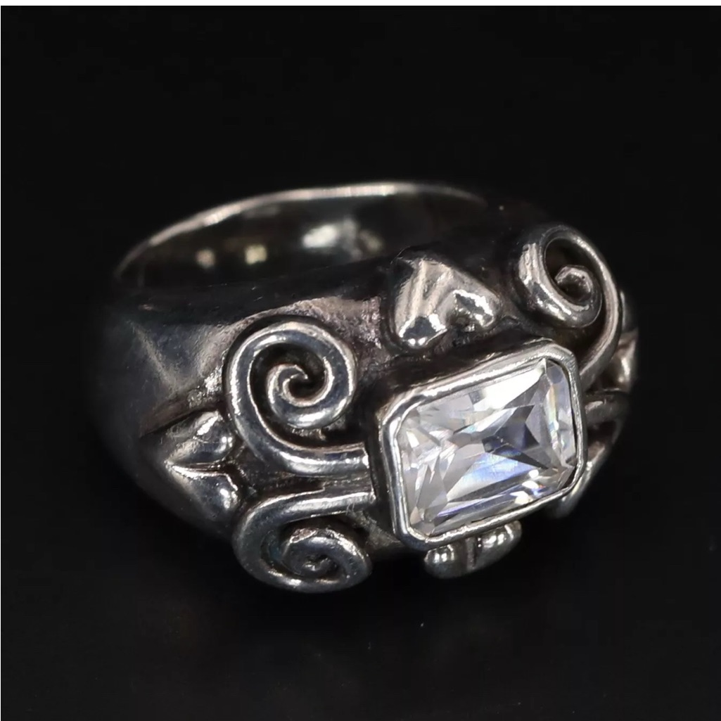 Preowned Sterling Silver Heart Filigree Ring 6